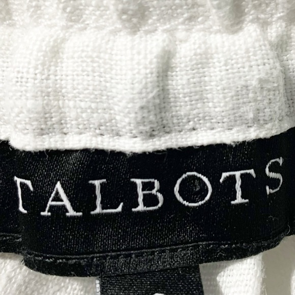 Talbots Linen Drawstring Elastic Waist Cropped Pants Front / Back Pockets White - Picture 7 of 9